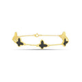 Sterling Silver Onyx Butterfly Charm Bracelet, Gold Plated