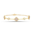 Sterling Silver & Pink Quartz Clover Bracelet, Gold Plated