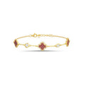 Sterling Silver & Red Coral Clover Bracelet, Gold Plated