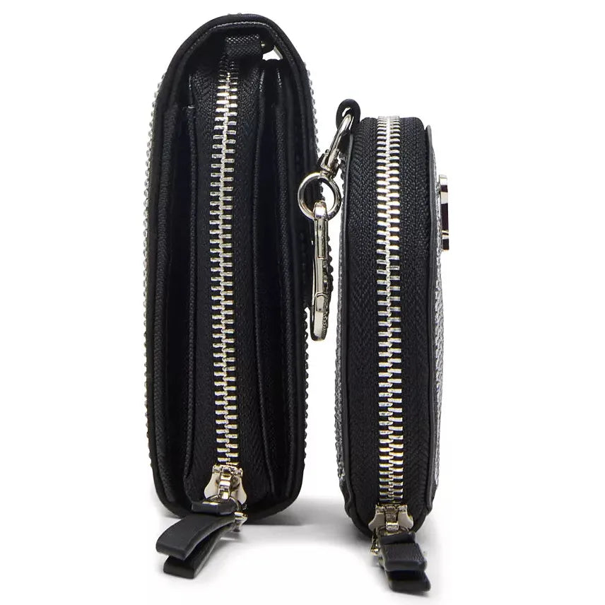 Steve Madden Carina Crossbody Wallet Boxed Gift Set, Black & Silver