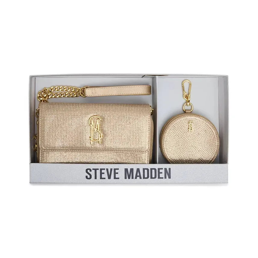 Steve Madden Carina Crossbody Wallet Boxed Gift Set, Champagne
