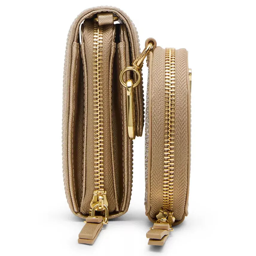 Steve Madden Carina Crossbody Wallet Boxed Gift Set, Champagne