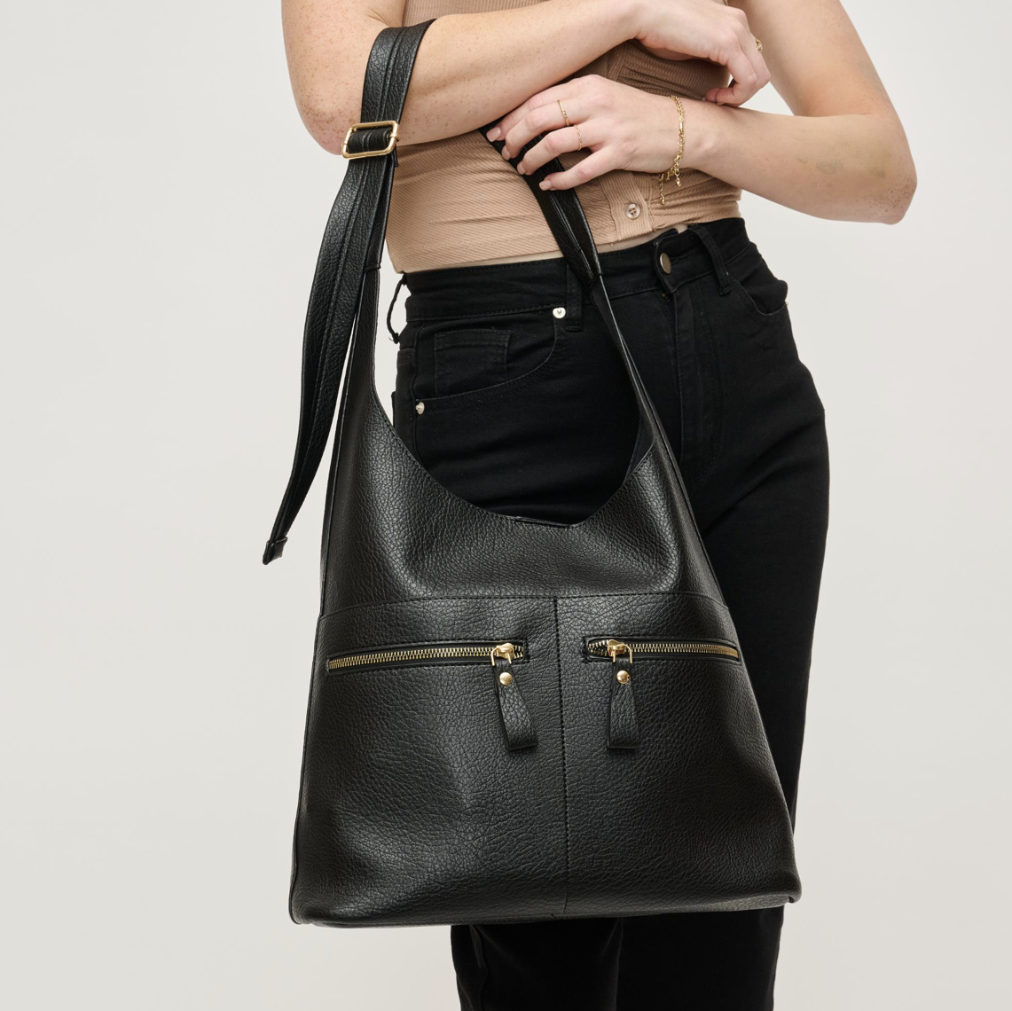 Urban Expressions Rhea Hobo & Cosmetic Bag Set, Black