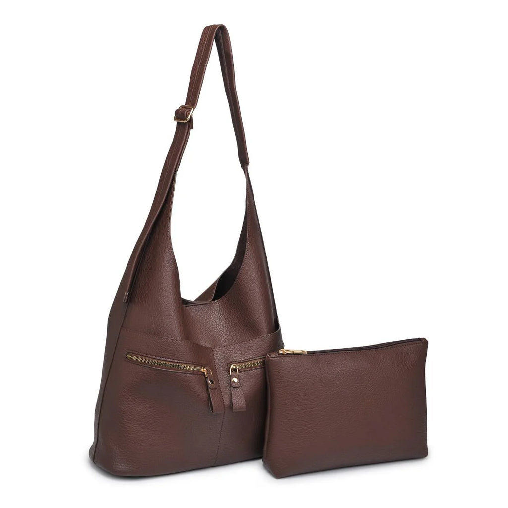 Urban Expressions Rhea Hobo & Cosmetic Bag Set, Chocolate