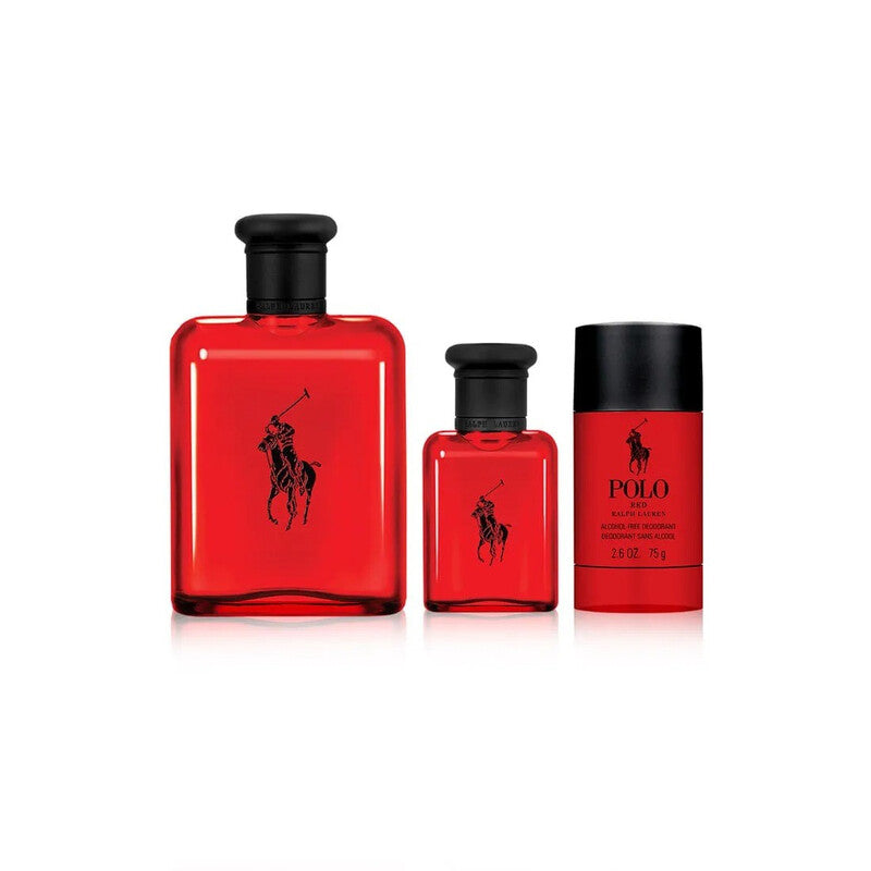 RALPH LAUREN - Set de regalo de 3 piezas en color rojo Polo