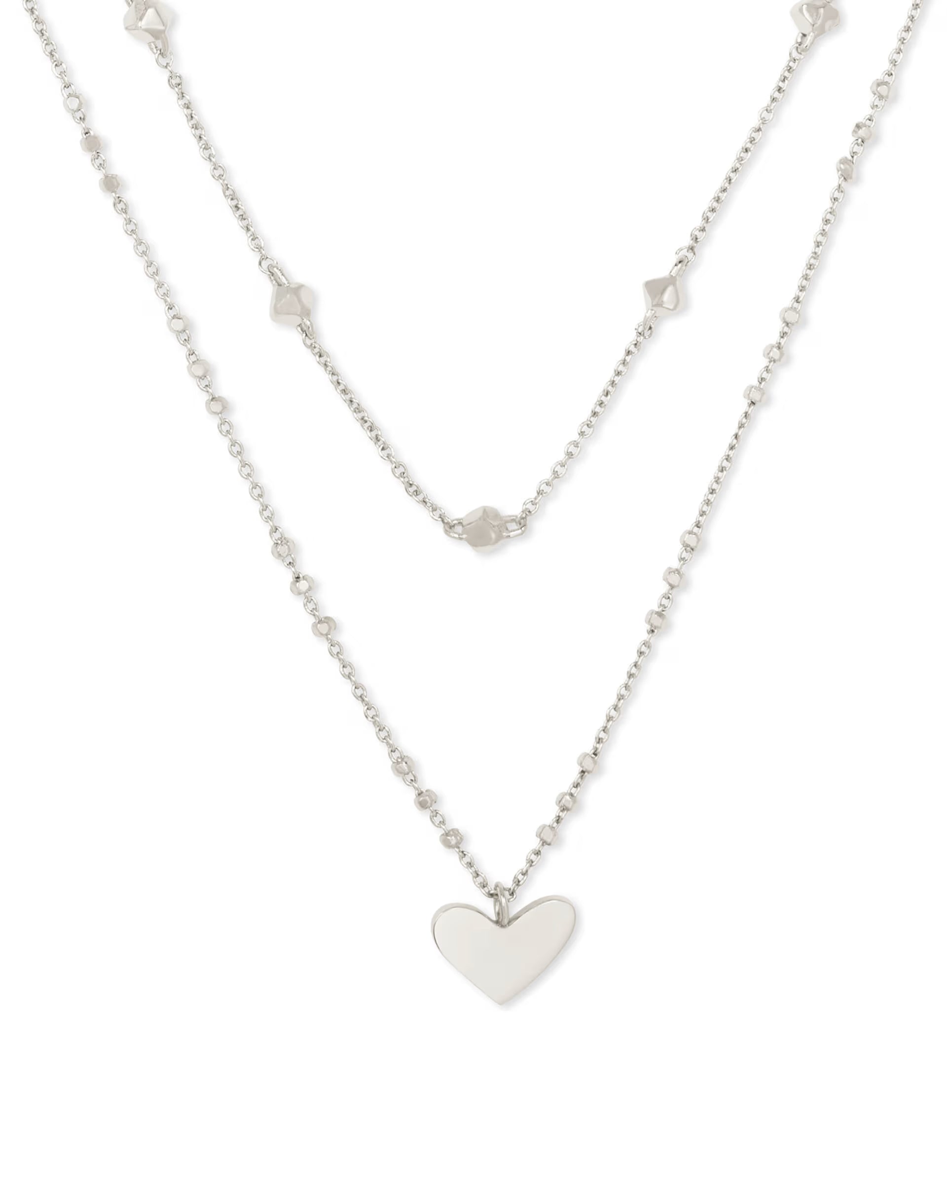 Kendra Scott Ari Heart Multi Strand Necklace, Silver