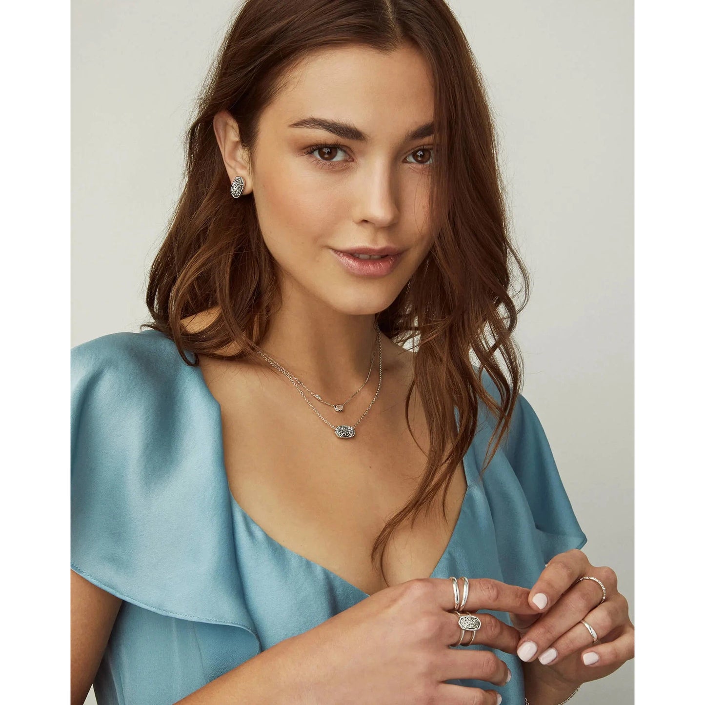 Kendra Scott Elisa Silver Pendant Necklace, Dichroic Glass