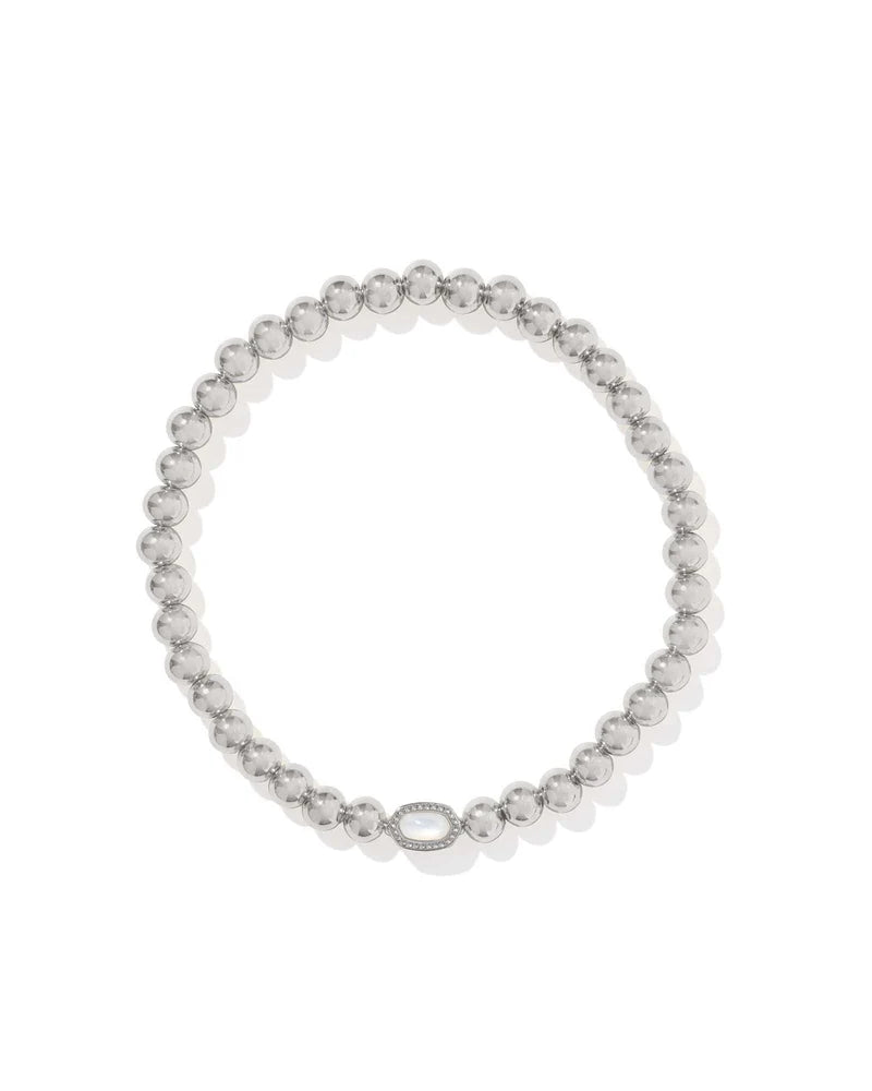 Kendra Scott Mini Elaina Stretch Bracelet, Silver & Mother of Pearl