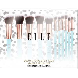ELLE Deluxe 10 Piece Total Eye & Face Brush Set