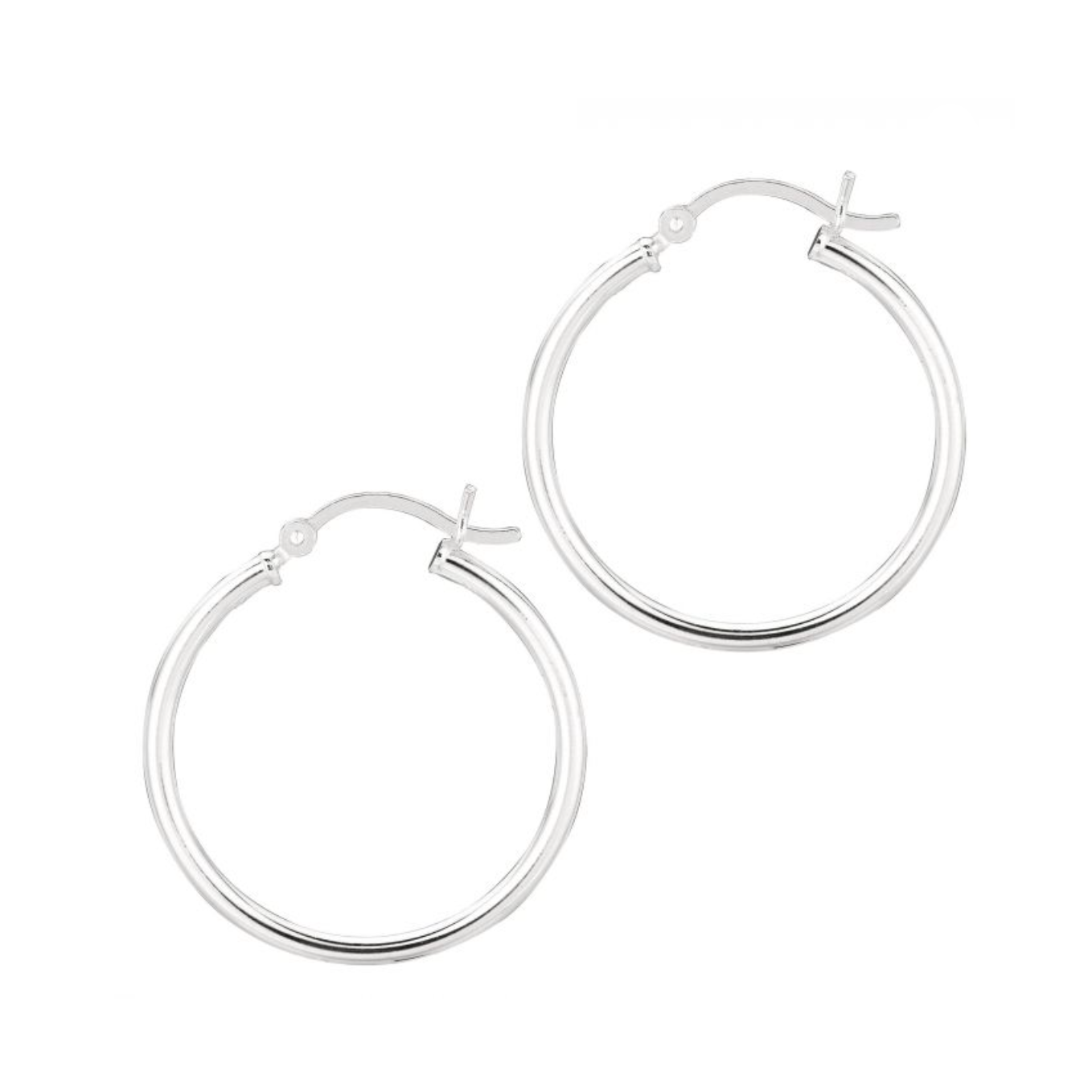 Silver Polished Hoops, 20mm