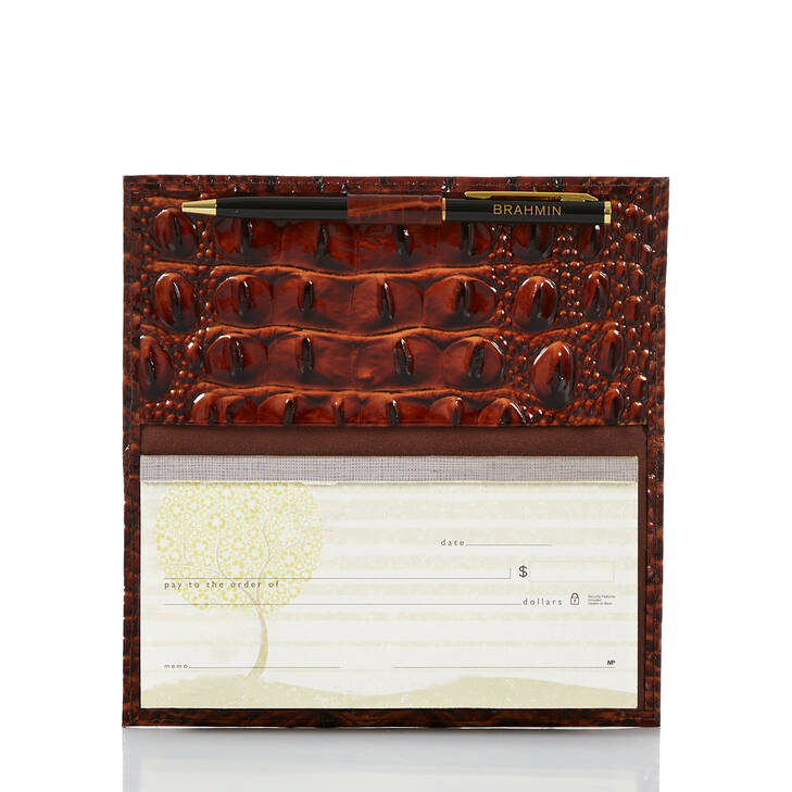 Brahmin Melbourne Collection Cordelia Checkbook Wallet, Ivory Iguana Ombre